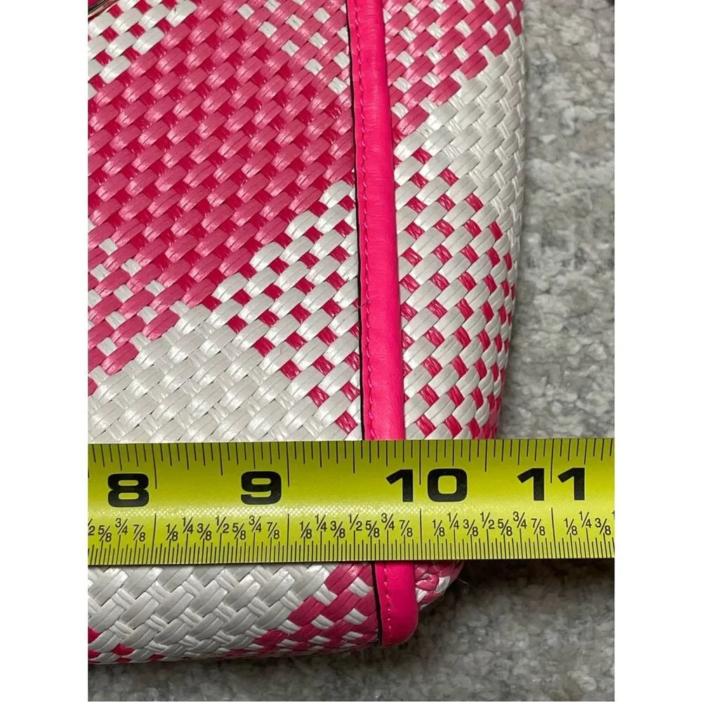 Kate Spade NY Alexia Pink & White Gingham Woven Convertible Crossbody Clutch Bag